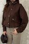 Brown High Collar Short Jacket - 3