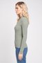 Women Mock Neck Long Sleeve Knitted Sweater, Sage Green - 3