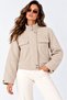 Snap Button Detail, Double-Sided Pockets, Soft-Textured, Zipper-Front Women's BEIGE Cropped Bomber Jacket