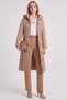 Removable Hooded Quilted Taupe Color Mink Jacket