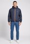 Men Hooded Embroidered Logo Windbreaker Jacket, Navy - 2