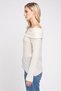 Women Off Shoulder Long Sleeve Knitted Top, Off White - 3