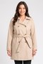 Women Solid Tie Belted Trench Coat, Beige