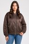 Women Solid Bomber Jacket, Chocolate Brown