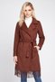 Women Textured Wrap Trench Coat, Dark Brown