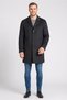 Men Plain Wool Trench Coat, Dark Grey - 2