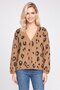 Women V Neck Animal Print Knitted Cardigan, Multicolor