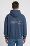 Men Hood Graphic Print Long Sleeve Hoodie, Teal Blue - 4