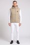 Men Embroidered Logo Puffer Vest, Beige - 2