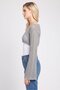 Women Boat Neck Knitted Crop Crochet Sweater, Grey - 3