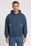 Men Hood Graphic Print Long Sleeve Hoodie, Teal Blue