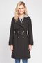 Women Water Resistant Hooded Trench Coat, Black