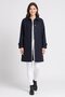 Women Plaid Trench Coat, Navy Blue - 2