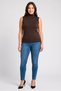 Women Turtle Neck Sleeveless Textured Vest, Dark Brown - 2