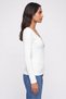 Women Round Neck Long Sleeve Plain T-Shirt, Cream - 3