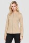 Women Round Neck Solid Softshell Jacket, Beige