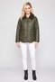 Women Quilted Motorcycle Jacket, Dark Olive - 2