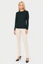 Women Crew Neck Knitted Sweater, Dark Green - 2