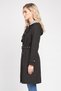 Women Water Resistant Hooded Trench Coat, Black - 3