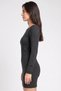 Women Knitted Mini Sweater Dress, Dark Grey - 3