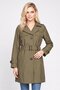 Women Plain Trench Coat, Olive