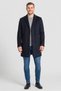 Men Plain Wool Trench Coat, Dark Navy - 2