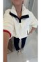Kaser Navy Blue and Ecru Teddy-Print Sweatshirt