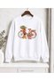 Women's Floral Bicycle and Cute Dog Graphic-Print Bicycle Crew Neck Sweatshirt - Oversized, Drapey, Relaxed-Fit Sweatshirt