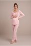 Women's Long-Sleeved Lace-Trimmed Powder-Colored New Season Nursing-Friendly Robe and Pajama Set for New Mothers and Expectant Mothers - 5