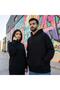 Luxury Black Oversized Plain Cotton Pullover Sweater - 3