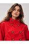 Women's Cropped Trench Coat with Mock Neck, Double-Breasted Buttons, Relaxed Fit, Transitional Jacket