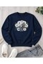 Women's Graphic-Print Bike-Crew Neck Sweatshirt with Daisy Motif and Bike Basket - Oversized Sweatshirt