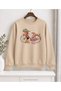 Women's Floral Bicycle and Cute Dog Graphic-Print Bicycle Crew Neck Sweatshirt - Oversized, Drapey, Relaxed-Fit Sweatshirt