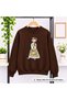 Women's Girls' Bicycle Crew Neck Sweatshirt with "Girl with a Basket" Illustration Print - Oversized, Drapey, Relaxed-Fit Sweatshirt