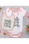 BK Kids "I'm Pretty" Design Pink Baby Bodysuit and Bib Gift Set-1