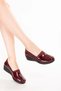 Women's Genuine Leather Wedge Heel Comfortable Stylish Mother Shoes Vdt.2607 Burgundy Honeycomb - 3