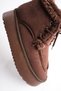 Women's Bitter Coffee Suede Winter Lace-Up Boot with Fur-Trimmed Lining, 5 cm Thick Sole TR04MK08D - 3