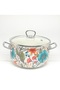 20 CM, 3-LITER VINTAGE ENAMEL POT WITH FLOWER DECOR AND STEEL HANDLES - 4