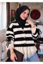 Long, Lace-Trimmed, Striped, Soft Women's Cardigan