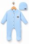 100% Cotton Corded Fabric Newborn Baby Romper and Hat 2-Piece Set – Blue