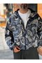 Blue Patterned Hooded Raincoat KNT-4652 - 3