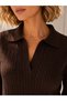 Women's Polo Neck Knitted Sweater with Braided Detail. - 2