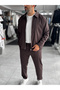 Coffee-Colored Jacket with Pockets, Buttons, and a Zipper WE-5125