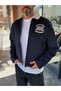 Navy Velvet Jacket with Embossed Collar RES-7004