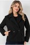 Women's Trendy Double-Breasted Short-Sleeved, Double-Buttoned, Lined Melton Coat
