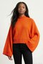 DORG Soft-Textured, Wide Batwing Sleeve, Mock Neck Knit Women's Sweater & Blouse - Orange - 6