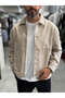 Beige Oversized Denim Jacket with Front Pockets DF-3501 - 5