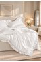 DOUBLE-SIZE WHITE RUFFLED BED SHEET SET AND 2 PILLOWCASES - 2
