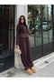 Women's Burgundy-Buttoned Brioche Knit Top and Bottom Set - 5