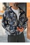 Blue Patterned Hooded Raincoat KNT-4652 - 2